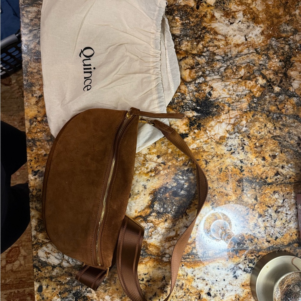 Quince Brown Suede Crossbody Bag